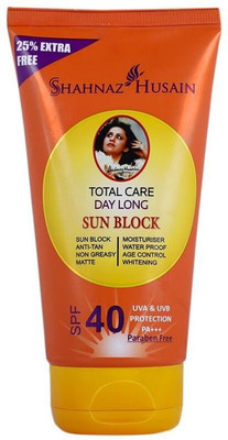Shahnaz Husain Sunscreen - SPF SPF40 PA+++ Sun Block | UVA & UVB Protection | Anti-Tan | Non Greasy | Water Proof |(100 g) Shahnaz Husain Sunscreen - SPF SPF40 PA+++ Sun Block | UVA & UVB Protection | Anti-Tan | Non Greasy | Water Proof |(100 g)