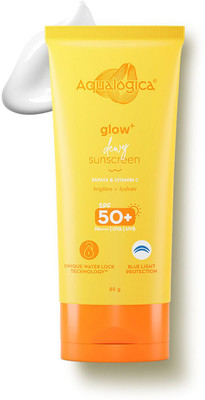 Aqualogica Sunscreen - SPF 50 PA++++ Glow+ Dewy Vitamin C for UVA/UVB & Blue Light Protection(80 g)