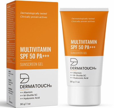 Dermatouch Sunscreen - SPF 50 PA+++ Multivitamin Gel | UVA-UVB Protection | Zero White Cast(30 g)