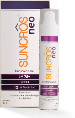 Suncros Sunscreen - SPF 75+ PA+++ Neo Sunscreen Gel SPF 75+ & PA+++, 12-Hour Sun ProtectionM(50 g)