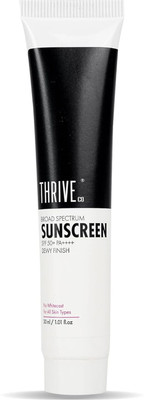 ThriveCo Sunscreen - SPF 50 PA++++ Broad Spectrum Sunscreen SPF 50+ PA++++ for Dewy Finish and No Whitecast(30 ml)