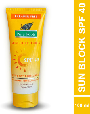 Pure Roots Sunscreen - SPF 40 Sun Block Lotion Uva & Uvb Protection For Men & Women(100 ml)