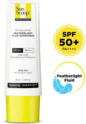 SunScoop Sunscreen - SPF 50 PA++++ 3% Niacinamide Fluid Sunscreen SPF 50+ PA++++ Lightweight In-Vivo Tested(45 g)