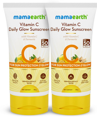 Mamaearth Sunscreen - SPF 50 PA+++ Vitamin C Daily Glow Sunscreen with Vitamin C & Turmeric for Sun Protection(100 g)