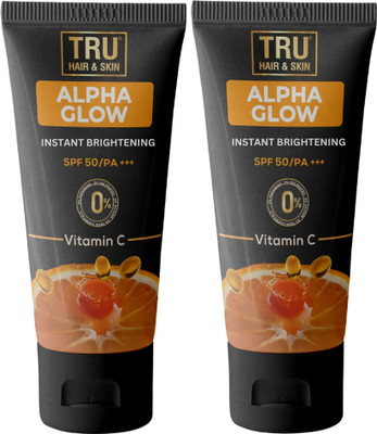 TRU HAIR & SKIN Alphaglow for Men| Instant Brightening | No White Cast| Pack of 2- 50ml Each(100 ml)