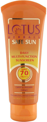 LOTUS HERBALS Sunscreen - SPF 70 PA+++ SAFESUN DAILY MULTI-FUNCTION SUNBLOCK(60 g)