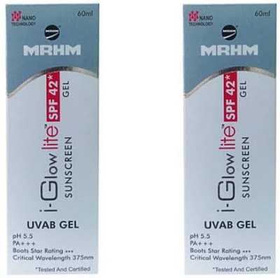 MRHM Sunscreen - SPF 50 PA+++ I GLOW LITE SPF 42 SUNSCREEN GEL Pack of 2(60 ml)