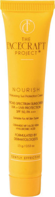 the facecraft project Sunscreen - SPF 50 PA+++ NOURISH Broad Spectrum|Lightweight Sunscreen | UVB & UVA Protection(15 g)