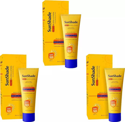 SunShade Sunscreen - SPF 50 PA+++ ULTRA BLOCK LOTION UVA+UVB PROTECTION BROAD SPECTRUM (PACK OF 3)(150 ml)