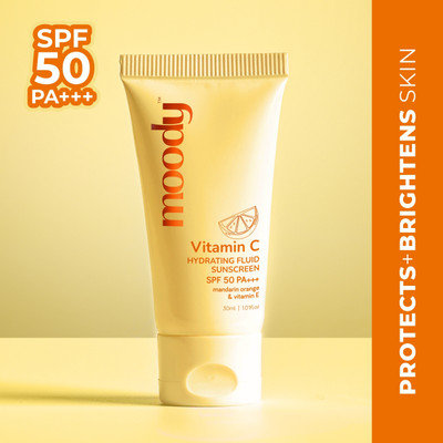 MOODY Sunscreen - SPF 50 PA+++ Vitamin C Hydrating Fluid Sunscreen SPF 50 PA +++ Lightweight No Whitecast(30 ml)