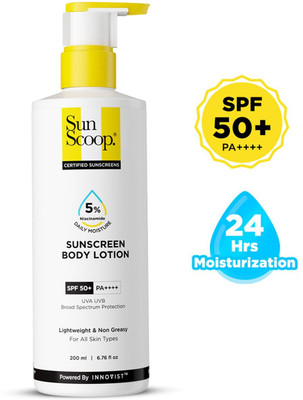 SunScoop Sunscreen - SPF 50 PA++++ Niacinamide Sunscreen Body Lotion | 24-Hours Moisturization(200 ml)