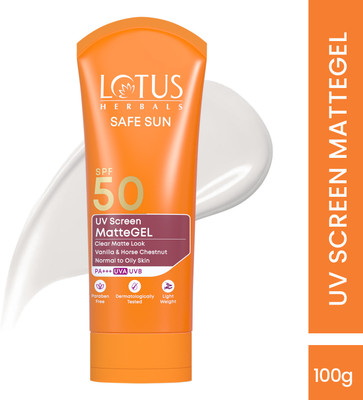 LOTUS HERBALS Sunscreen - SPF 50 PA+++ Safe Sun Uv Screen Matte Gel Sunscreen(100 g)