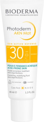 BIODERMA Sunscreen - SPF 30 PA+++ Photoderm AKN Mat SPF 30 Matifying Aanti-Blemish Sunscreen Combination Acne-Prone Skin(40 ml)