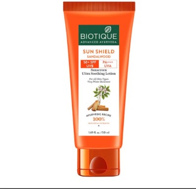 BIOTIQUE Sunscreen - SPF 50 PA+++ Sunscreen Sun Shield Sandalwood(50 ml)