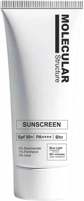 Molecular Structure Sunscreen - SPF 50 PA++++ Blue Light Protection and non-greasy texture No-White Cast(50 g)