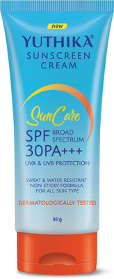 Yuthika Sunscreen - SPF 30 PA+++ with UVA & UVB Protection Sunscreen Cream for Women and Men (Pack OF 1)(80 g)