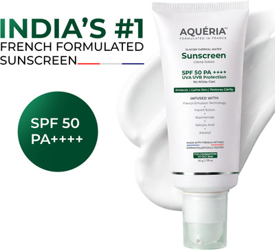 Aqueria Sunscreen - SPF 50 PA++++ Oil Control Brightening French Multi-Active SPF | 2% Niacinamide, Salicylic Acid(50 g)