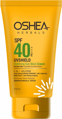 Oshea Herbals Sunscreen - SPF 50 PA+++ SPF 40 PA +++UV SHIELD MATTIFYING SUN BLOCK CREAM120Grams(120 g)