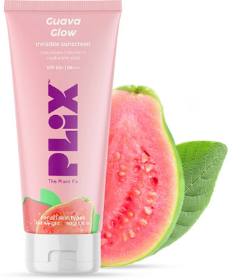 The Plant Fix Plix Sunscreen - SPF 50 PA+++ Guava Glow Invisible Sunscreen With For UV A(50 g)
