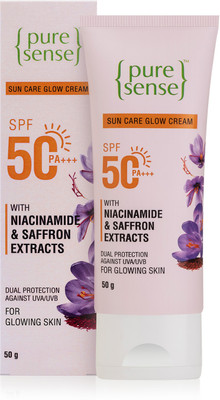 PureSense Sunscreen - SPF 50 PA+++ Sunscreen Glow Cream with Saffron Extract & Niacinamide(50 g)