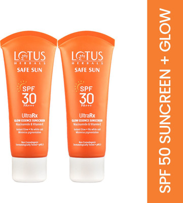 LOTUS HERBALS Sunscreen - SPF 30 PA+++ SafeSun UltraRx Glow Essence Sunscreen SPF 30_50g (Pack of 2)(100 g)
