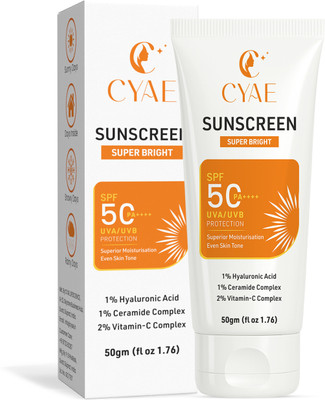 cyae Sunscreen - SPF 50 PA++++ SUNSCREEN SUPER BRIGHT(50 g)