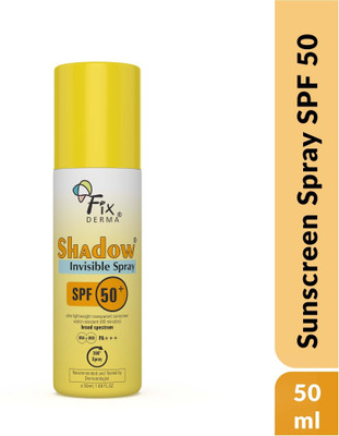 Fixderma Sunscreen - SPF 50+ PA+++ Shadow Invisible Spray Sunscreen,Broad Spectrum UVA & UVB Sunscreen(50 ml) Fixderma Sunscreen - SPF 50+ PA+++ Shadow Invisible Spray Sunscreen,Broad Spectrum UVA & UVB Sunscreen(50 ml)