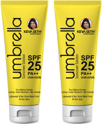 KEYA SETH AROMATHERAPY Sunscreen - SPF 50 PA+++ Umbrella Sunscreen Solution SPF 25 with PA+++ UV Protection, Sweat Resistant Formula Oil Control Enriched with Pure Essential Oil wheatgerm & Almond(200 ml)