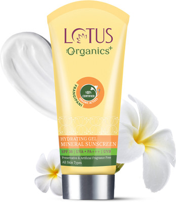 Lotus Organics+ Sunscreen - SPF 30 PA+++ Hydrating Gel Mineral | Hydrates & Repair Skin Barrier(100 g)