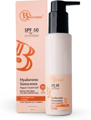Brownsugar Sunscreen - SPF 50 PA++++ Hyaluronic Glow & Vitamin E | No White cast | UVA/B & Blue Light Protection(100 ml)