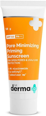 The Derma Co Sunscreen - SPF 50 PA+++ Pore Minimizing Priming Sunscreen with SPF 50 & PA+++ For Open Pores(50 g)