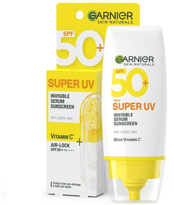GARNIER Sunscreen – SPF 50 PA++++ Super UV Invisible Serum Sunscreen  (30 Ml) For Rs. 261 @ 25 %
