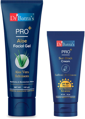Dr Batra's Sunscreen - SPF 50 PA++ Pro+ Sun Block Cream SPF 50+ and Pro+ Aloevera Facial Gel -100 Gm(150 g)
