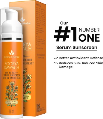 Avimee Herbal Sunscreen - SPF 50 PA++++ Soorya Kawach Sunscreen | Non-Greasy, Lightweight |(50 ml)