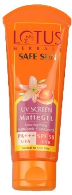 LOTUS HERBALS Sunscreen - SPF 50 PA+++ Safe Sun Uv Screen Mattegel Ultra Soothing Sunscreen SPF50_50g(50 g)