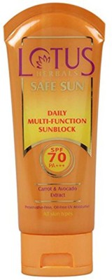 LOTUS HERBALS Sunscreen - SPF 70 PA+++ SAFESUN DAILY MULTI-FUNCTION SUNBLOCK(60 g)