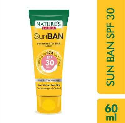 Nature's Essence Sunscreen - SPF 50 PA+++ SPF 30 PA+++ Sunscreen & Tan Block Lotion(60 ml)