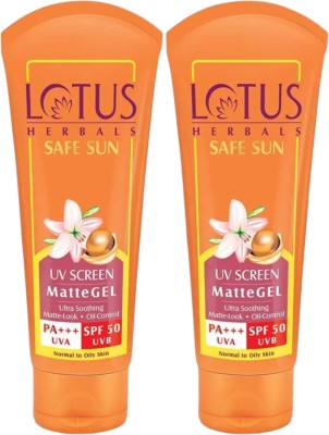 LOTUS HERBALS Sunscreen - SPF 50 PA+++ Safe Sun UV Screen MatteGEL Sunscreen SPF 50 PA+++(Pack of 2)(60 g)