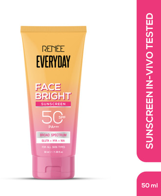 Renee Sunscreen - SPF 50 PA+++ Everyday Face Bright Brightening Sunscreen with Niacinamide & Hyaluronic Acid(50 ml)