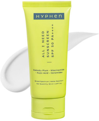 HYPHEN Sunscreen - SPF 50 PA++++ All I Need Sunscreen | Brightens - Niacinamide, Kakadu Plum(50 ml)