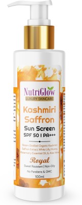 NutriGlow Sunscreen - SPF 50 PA+++ Luxury Skincare Kashmiri Saffron Sun Screen SPF 50 | PA+++(100 ml)