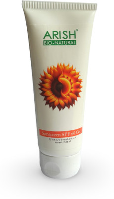 ARISH BIO-NATURAL Sunscreen - SPF 60 PA+++ Gel | UVA-UVB Protection | Anti-Tan, Non-Greasy Formula(100 ml)