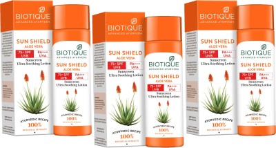 BIOTIQUE Sunscreen - SPF 570 Sun Shield Aloe Vera Lotion SPF 75+(190 *3 )(570 ml)