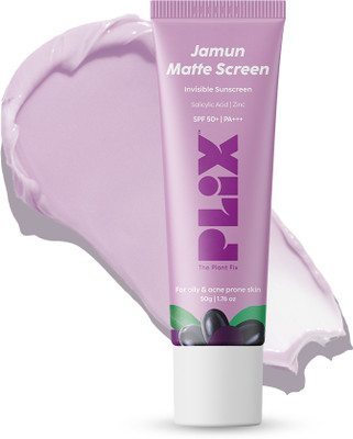 The Plant Fix Plix Sunscreen - SPF 50 PA+++ Jamun Mattifying Lightweight Sunscreen for Acne Reduction & Hydration(50 g)