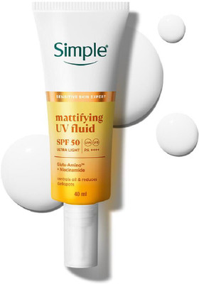 Simple Sunscreen - SPF 50 PA++++ UV Fluid SPF 50 PA++++ with Niacinamide Sunscreen for oily & sensitive skin 40ml(40 ml)