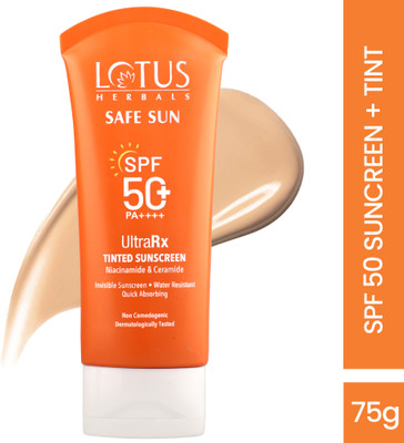 LOTUS HERBALS Sunscreen - SPF 50 SafeSun UltraRx Tinted Sunscreen SPF 50+ for UV/Blue Filters, Non Oily-S2(75 g) LOTUS HERBALS Sunscreen - SPF 50 SafeSun UltraRx Tinted Sunscreen SPF 50+ for UV/Blue Filters, Non Oily-S2(75 g)
