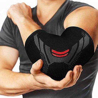 Hambler Adjustable Elbow Brace with Strap for Elbow Compression Sleeves Pack 2 Elbow Support(Red, Black)