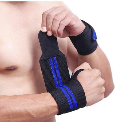 GymWar Wrist Support Band with Thumb Loop for Gym (Blue) Wrist Support(Blue)