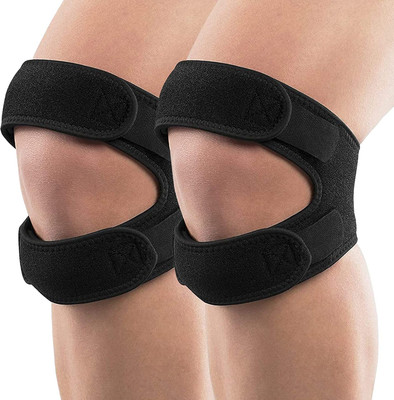 Leosportz 1-pair Cross patella Knee Cap Knee Support knee Guard (Free Size, Black) Knee Support(Black)