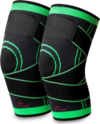 Verdure Sports Knee Supporter Adjustable Straps Workout Injury Pretection(size L)1 Pair Knee Support(Green)